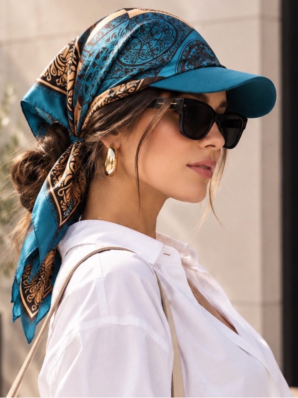 Teal Paisley Scarf Cap - Women Accessories